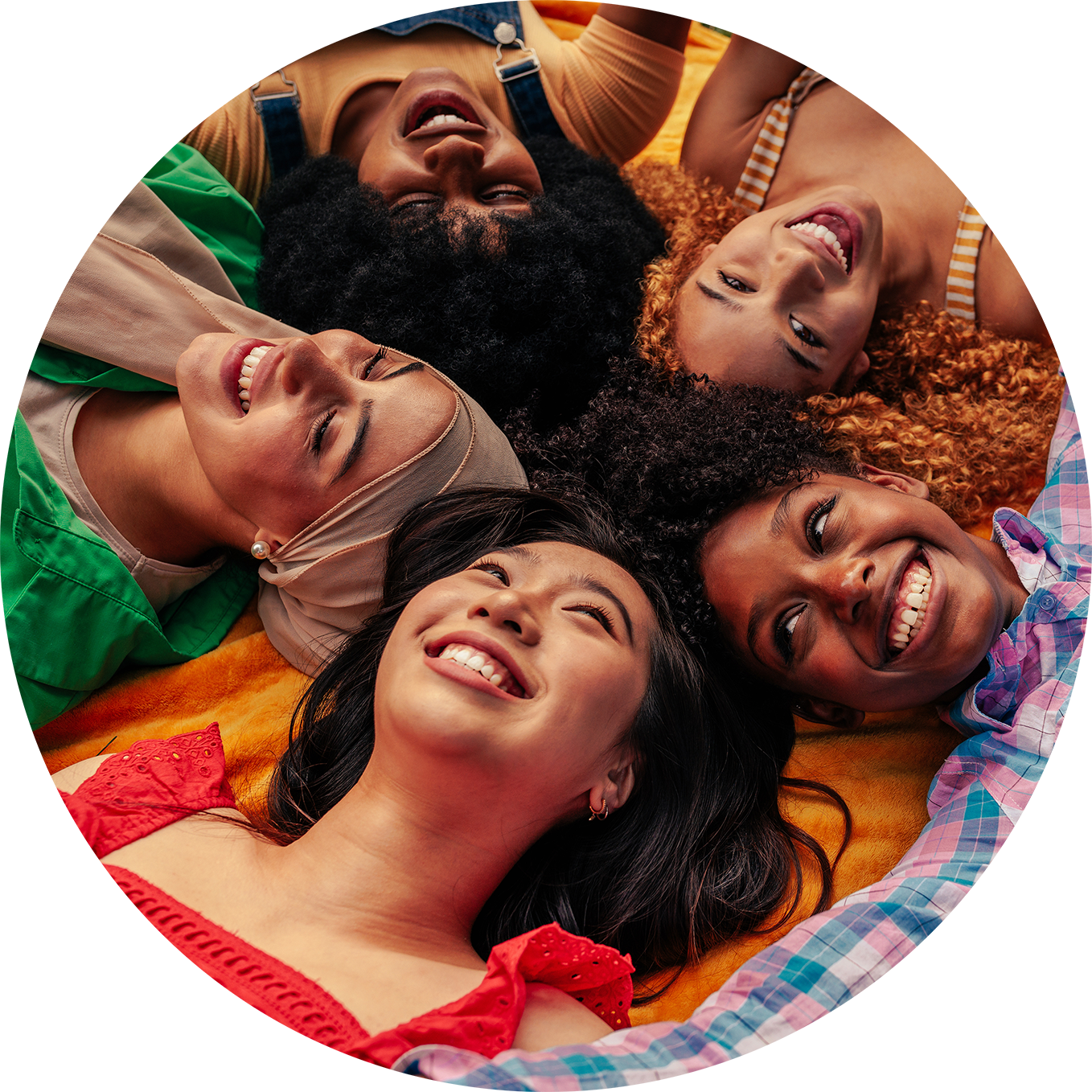 group of youth lying down