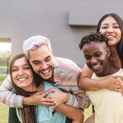 diverse young people having fun together outdoor